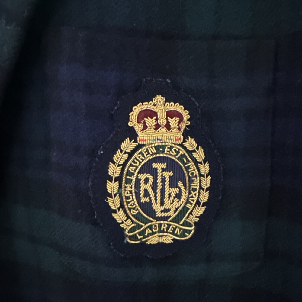 Polo Ralph Lauren Women's Plaid Bullion Crest Blazer Navy Wool/cashmere Sz. 8 - Picture 5 of 8